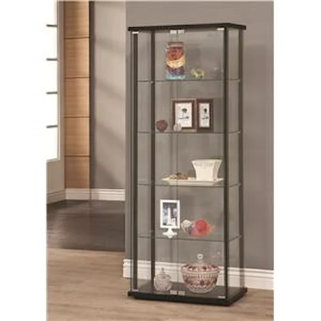 5 Shelf Contemporary Glass Curio Cabinet